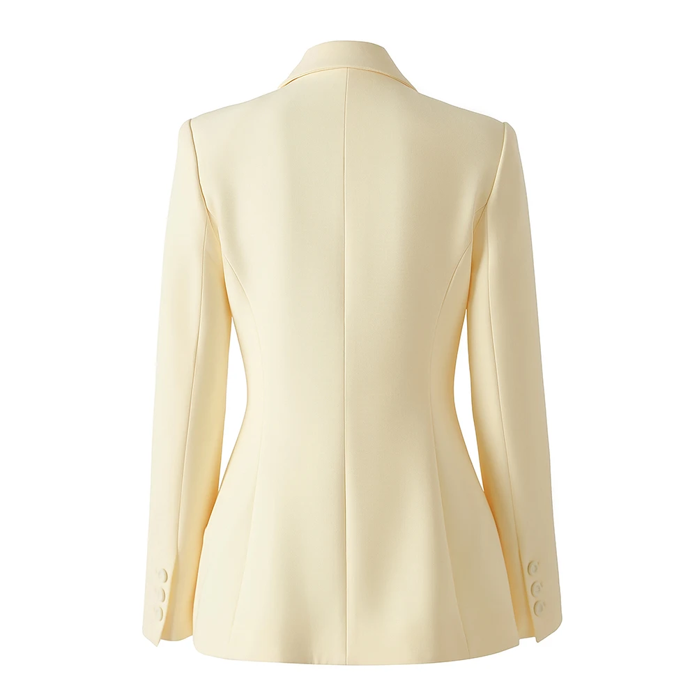 Blazers con muescas de estilo Breif para mujer, chaquetas de calidad Formal Beige, diseño básico que combina con todo, Color Superior