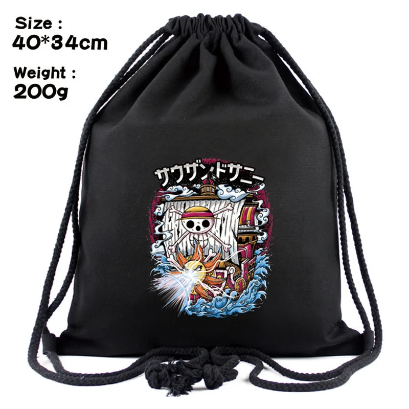 Une pièce couleur cordon poche autour d'une seule pièce Luffy dessin animé Anime faisceau bouche sac à dos cordon sac à dos sac de rangement