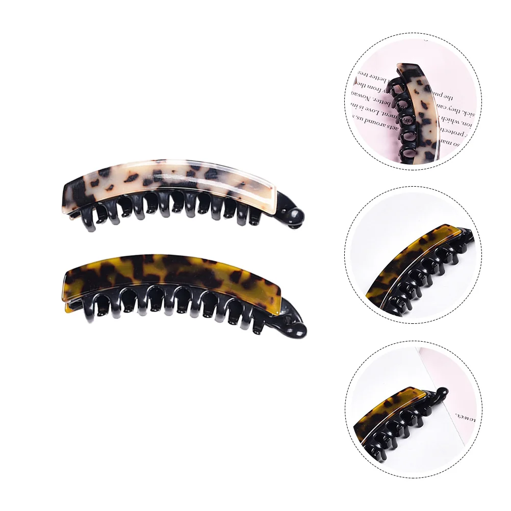 

2Pcs Acrylic Vintage Hair Claws Jaw Clips Women Ultra Thin Durable Tortoiseshell Leopard Accessories Hair Tying Tools