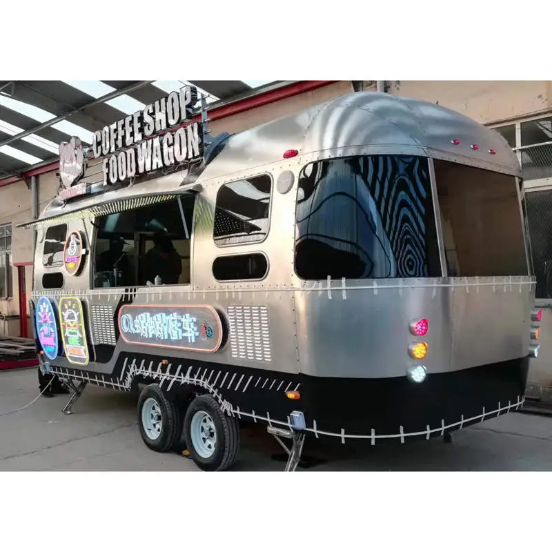 Изготовленный на заказ мобильный прицеп для кофе, прицепы для грузовиков быстрого питания, полностью оборудованная тележка для еды с кофейным мороженым и колесами на продажу