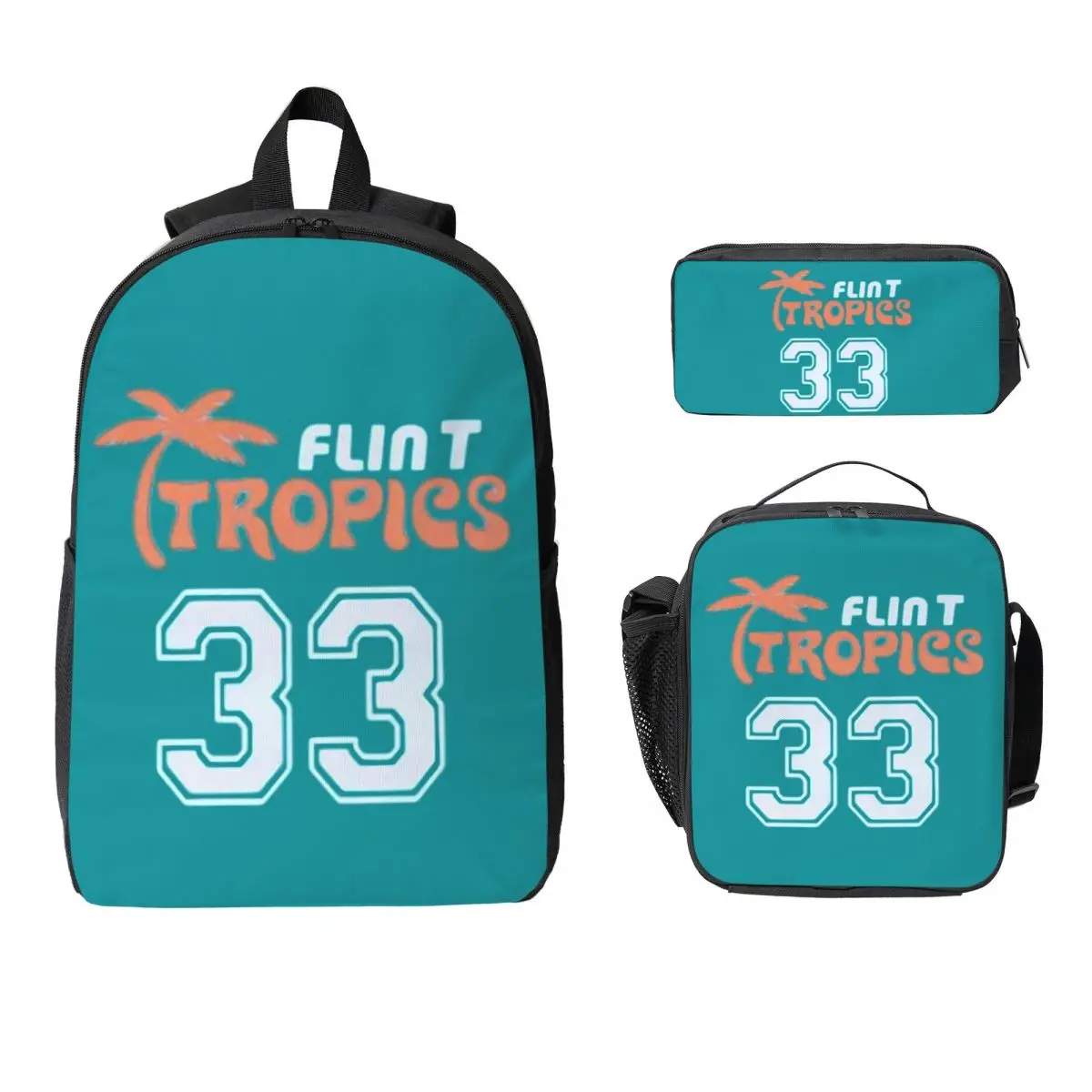 Flint Tropics Backpack Student Boys Girls BookBag School Bag Laptop Shoulder Bags 3ps Insulated Lunch Bag Pencil Case