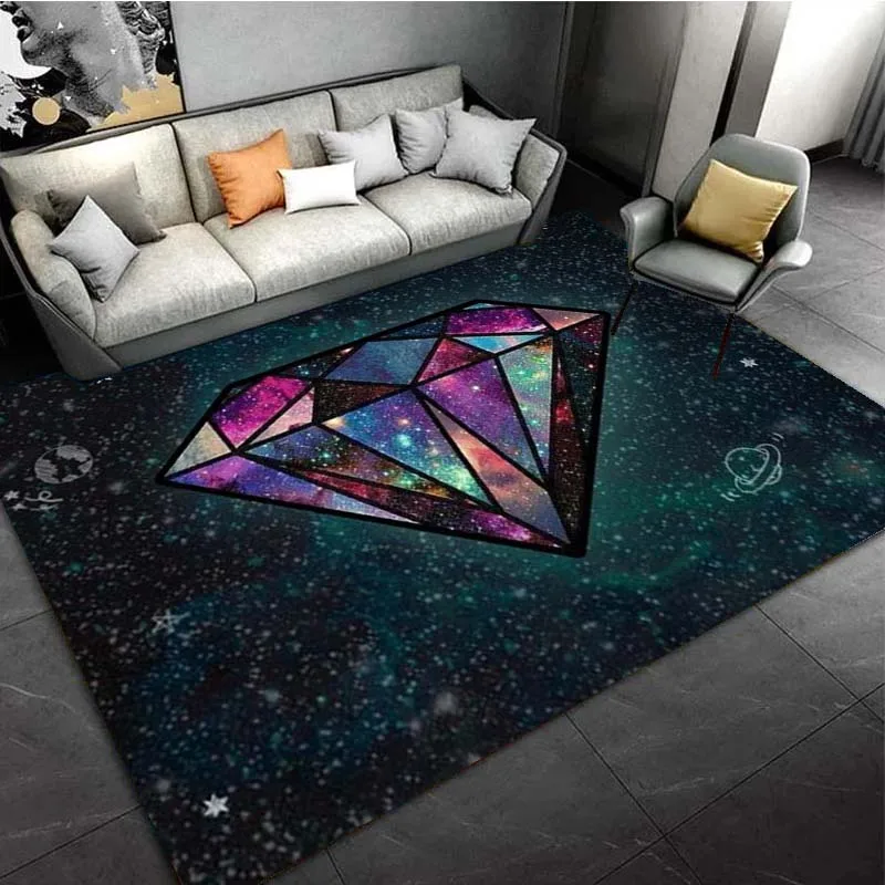 Shine Like a Diamond Logo Pattern Area Rugs for Living Room Bedroom Decoration Rug Children Play Room Mats Anti-slip Carpet Rug