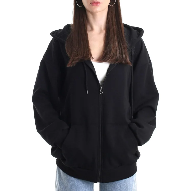 

Oversized Women's Zip Up Hoodie Lightweight Soft Baggy Drop Shoulder Sweatshirt Jacket
