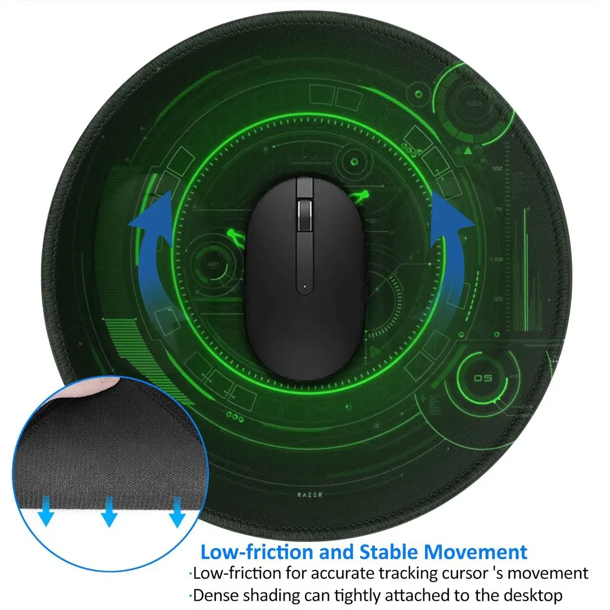 Razer Coasters Round Mouse Pad Computer Keyboard Mouse Mat Gaming Laptop Desk Mat Office Table Mats view 5