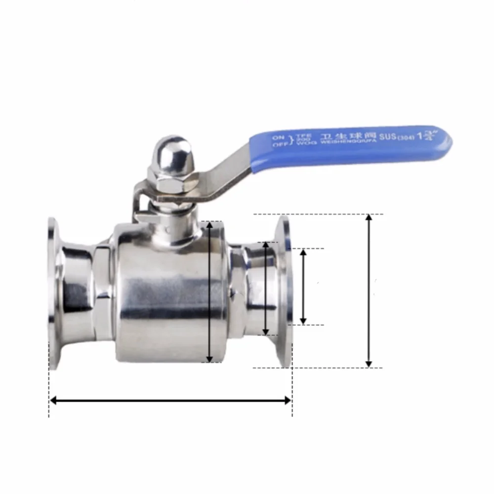 

ClampΦ19Φ25Φ32Φ38mm OD50.5mm Short Straight Ball Valve Sanitary SS304 Ball Valve Clamp Food Grade Through Connect Valve