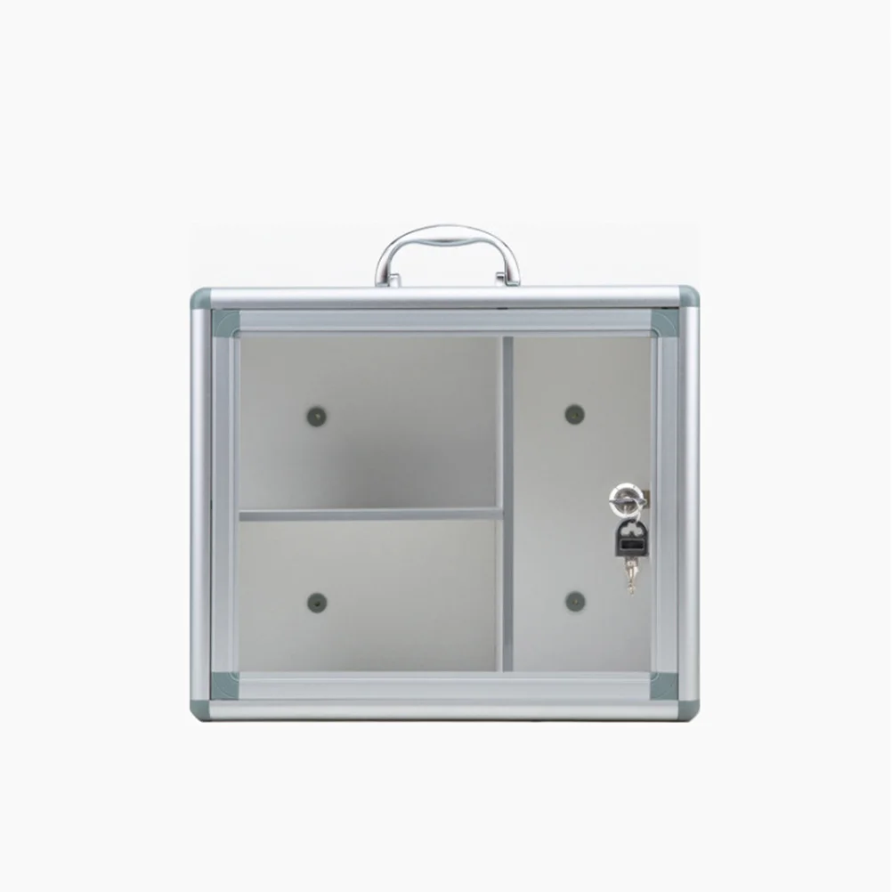 

Emergency First Aid Kit Aluminum Alloy Medicine Box Portable Lockable Wall Mount Storage Container Durable Silver