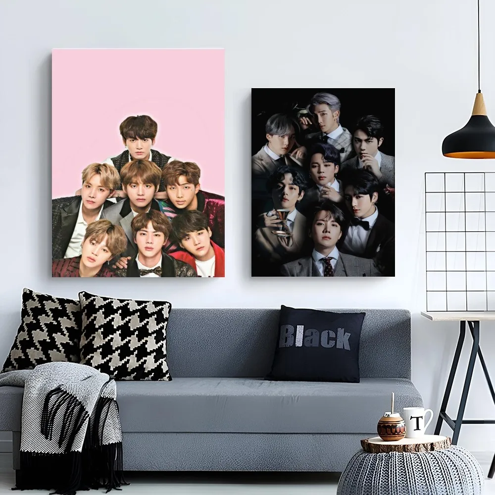 1PC Kpop Cool Man B-BTS Poster Self-adhesive Art Waterproof Paper Sticker Coffee House Bar Room Wall Decor