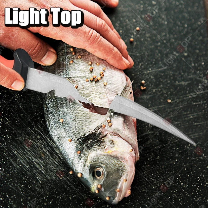 سكين تثبيت الأسماك من الفولاذ المقاوم للصدأ WXCOO جزار حاد مع غطاء متعدد الوظائف لقطع اللحوم والفاكهة وسكاكين قتل الأسماك