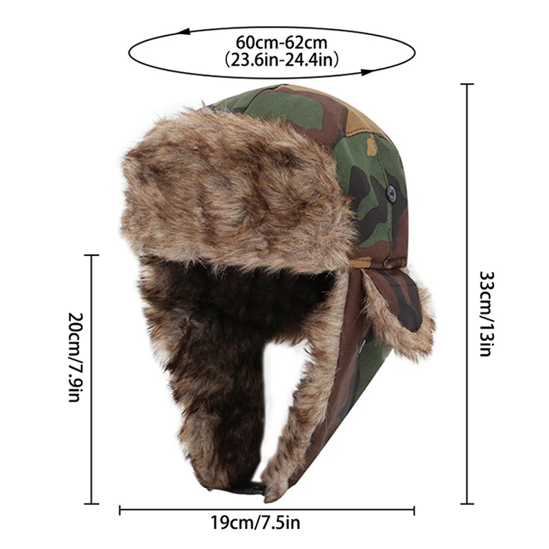 Old Man Earflap Hat Lei Feng Hat Camouflage Warm Winter Elderly Hat Cap Thick Flaps Ski Hat Colorful Fashion Unisex Warm Outdoor