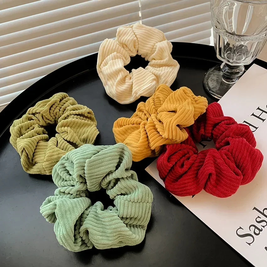 2023 Autumn/Winter New Simple Solid Hair Loop Hair Ring Versatile Corduroy Head Rope Scrunchies Hair Accessories for Women