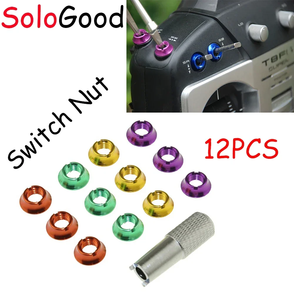 SoloGood 12PCS Radio Control Switch Color Nut For Futaba JR FrSky Taranis Transmitter