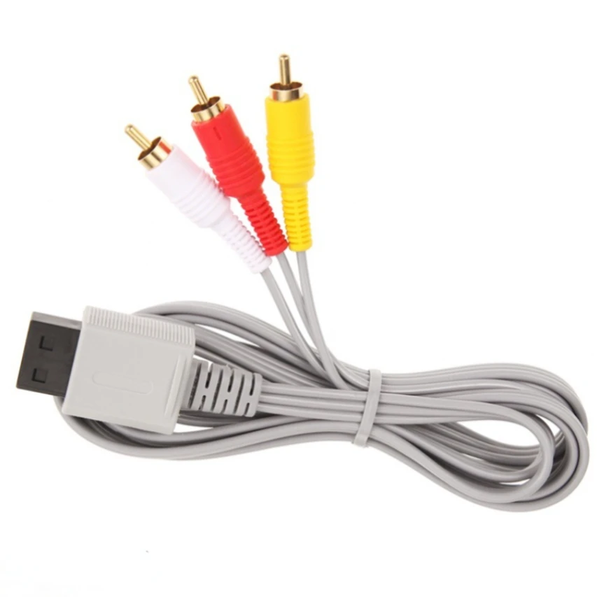 50pcs 1.8m Gold Plated 3 RCA Cord Audio Video AV Composite Cable for Nintendo Wii Controller