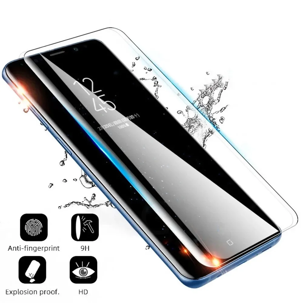 UV Liquid Adhesive Tempered Glass for Samsung Galaxy S23 Ultra S23+ S22 S21S20 Fingerprint-unlock Screen Protector Cover Film 9H