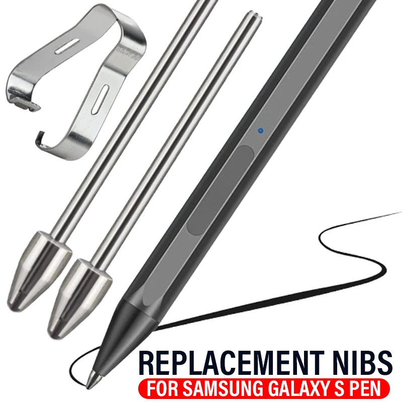 For Samsung Galaxy S Pen Replacement Nib Metal Stylus Refill Tips with Auxiliary Clip Accessories for Samsung Tab S7 S8 S24 S23