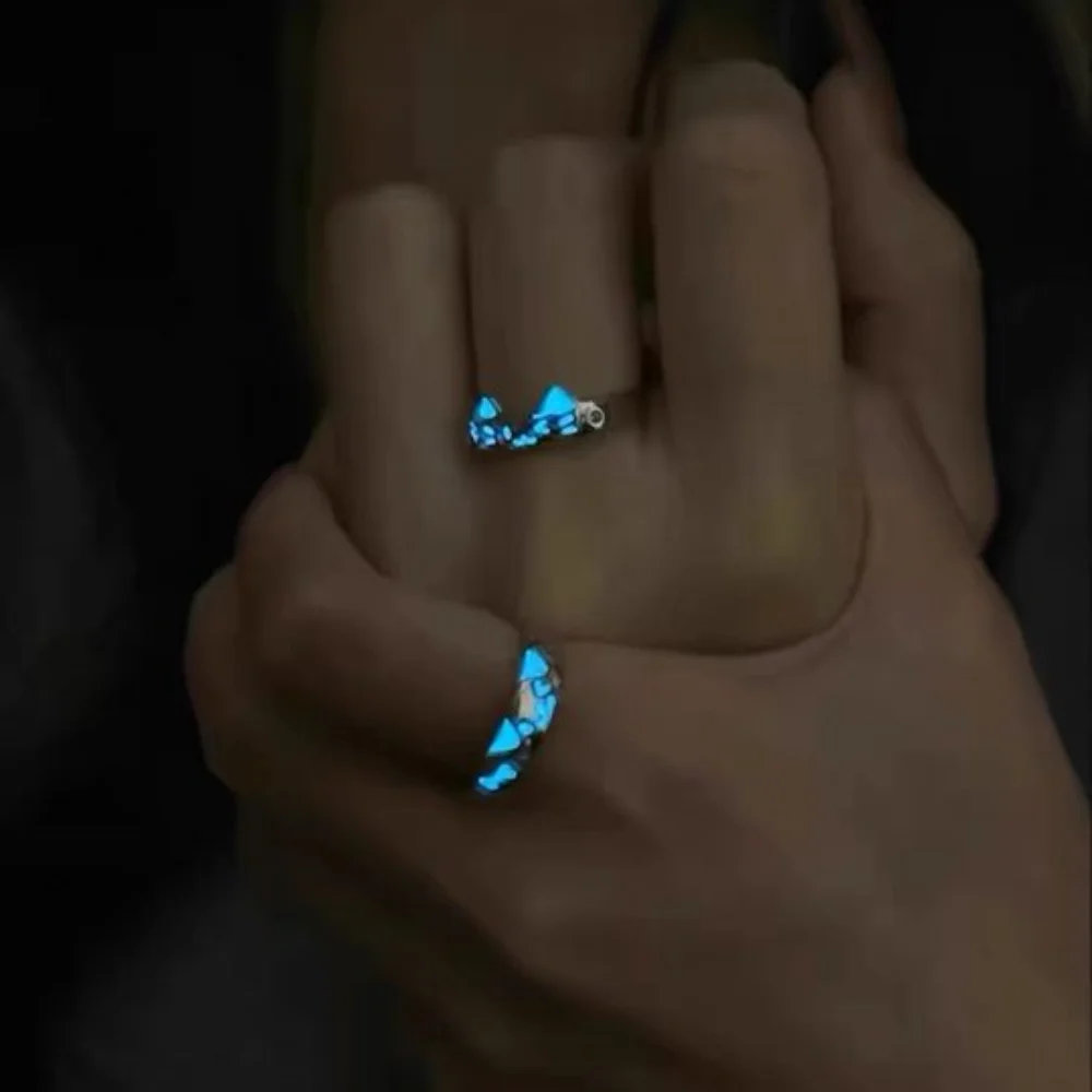 Glow in Dark Luminous Couple Rings Kitty Korean Style Cat Dog Opening Ring Cute Puppy Jewelry Valentine's Day Gift Decoration