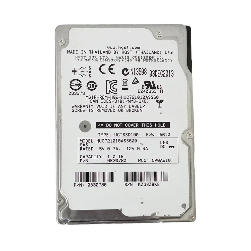 

original 100% authentique 1Tb SAS 7200rpm 2.5 HUC721010ASS600 0B30780