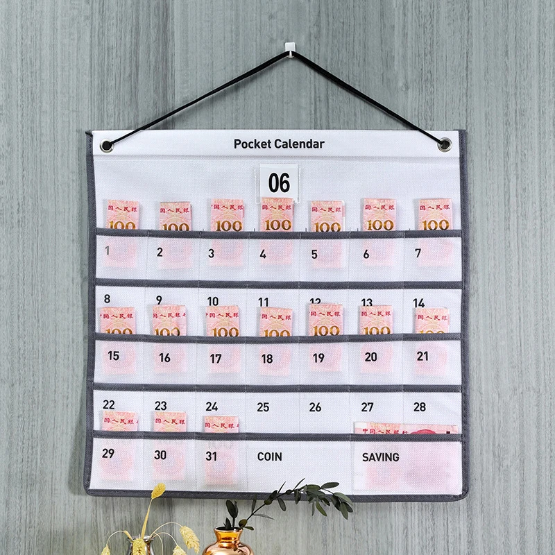 Non-woven Fabric Hanging Storage Bag Wall-mounted Calendar Pouch Pocket Coin And Stationery Weekly Calendar Storage Bag