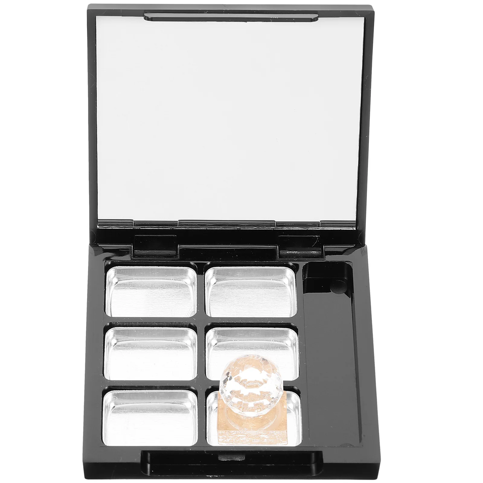 

1 Set Empty Eyeshadow Case Refillable Cosmetics Dispenser 6 Plates Travel Size Safe Plastic Aluminium Compact Portable