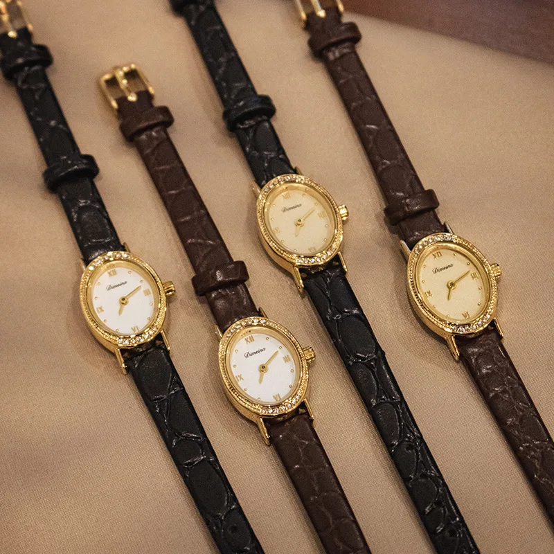 New Women'S Wristwatch, Oval Leather Strap, Vintage Style, Elegant Women'S Wristwatch, Quartz Fashion Watch, Women'S Gift.