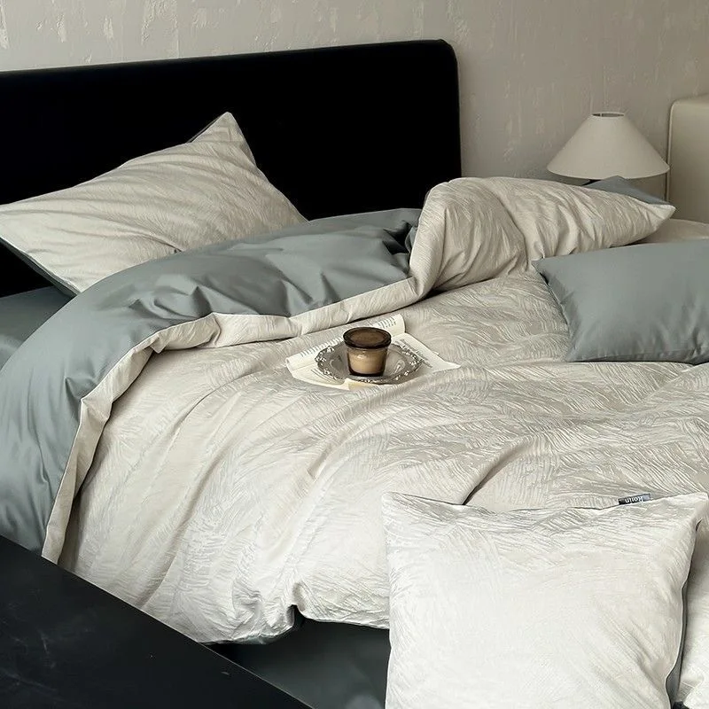 

Текстиль для дома 200S, атласный жаккардовый хлопковый комплект из четырех предметов, простой легкий роскошный стеганый лист и стиль простыни