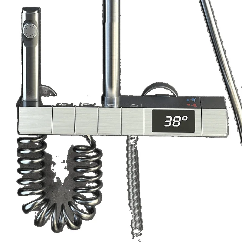 Supercharged shower shower set includes all-copper intelligent constant temperature digital display faucet bathroom