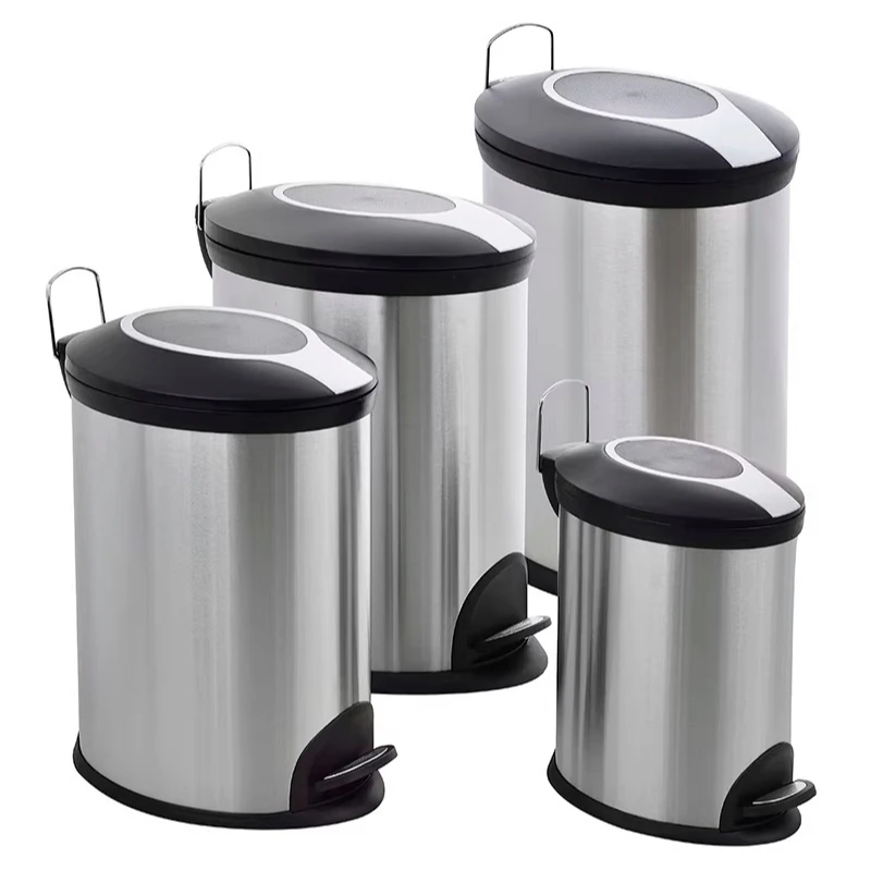 Stainless Steel Step Trash Can, Bathroom Garbage Bin with Soft Close Lid, Creative Oval Waste Basket for Home