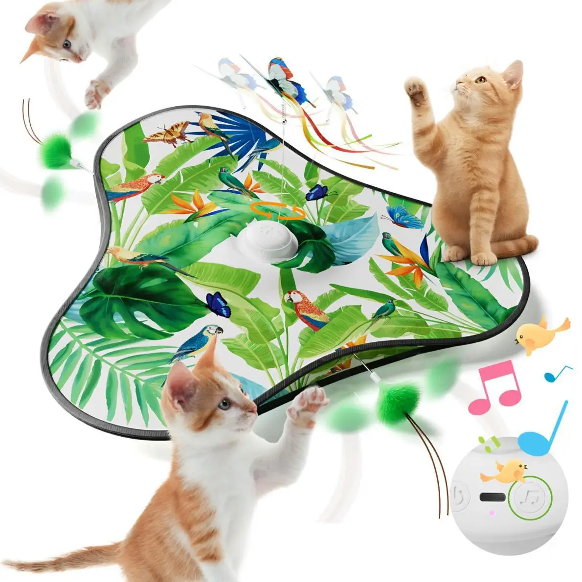 

Interactive Cat Toys Hide and Seek Cat Toy with Bird Chirpping Motion Activated Moving Concealed Feathers Cats