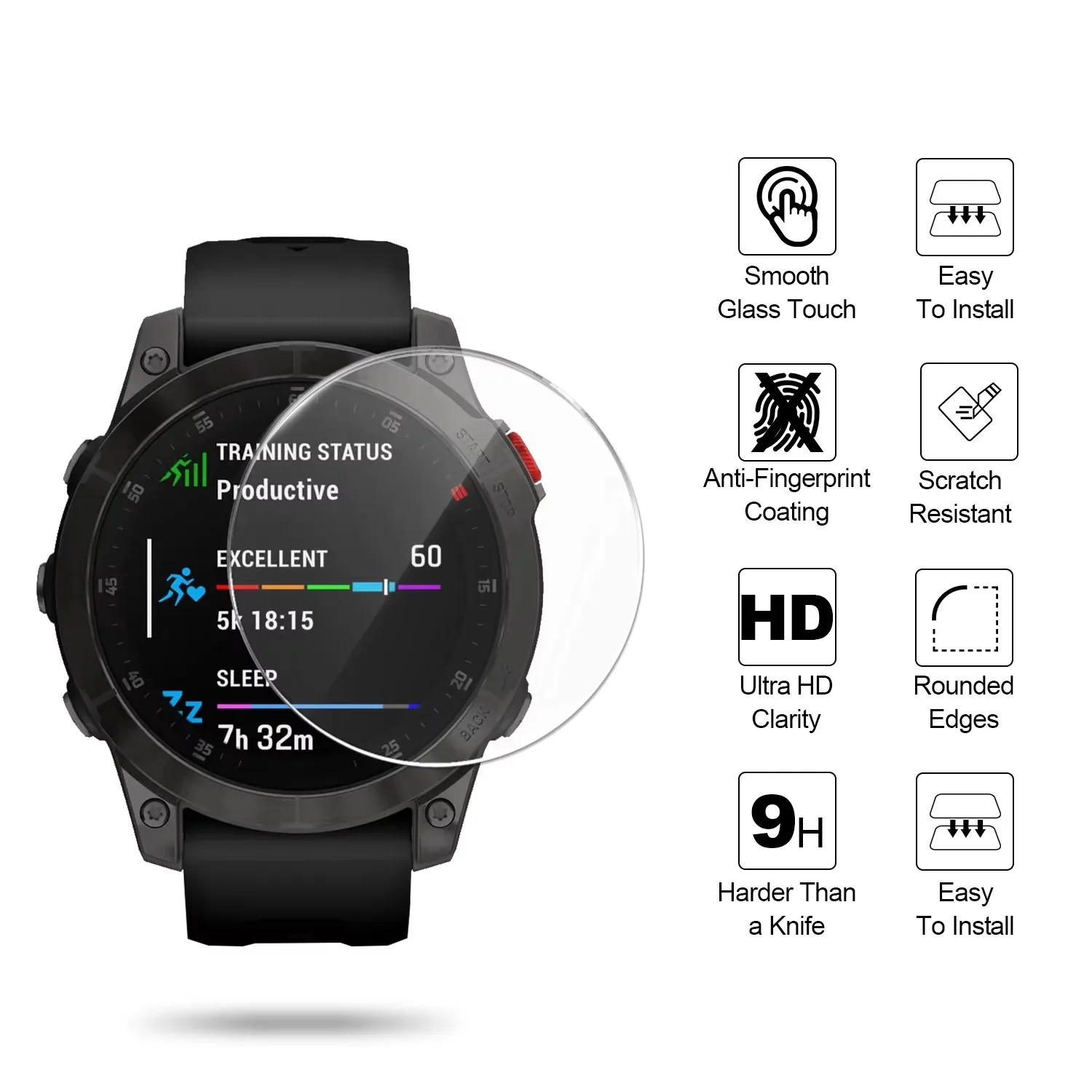 2 Stück 2,5D 9H Displayschutzfolie aus gehärtetem Glas für Garmin Epix Gen2 Epix Pro Gen2 Fenix9 Fenix8 Instinct3 Forerunner 255 165 – Detail 4