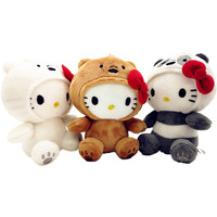 10cm Hello Kitty Plush Toy Doll Bow Cos Panda Brown Bear White Bear Cute Soft Stuffed Doll Pendant Key Chains Gifts Kids