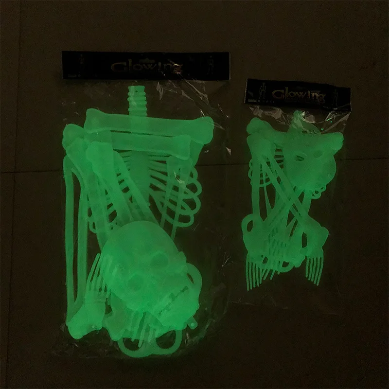 Glowing Skeleton 30/90/150cm Rotated 360° Wall Mounted High-quality Luminous Terrorist Props Ghost Pvc Outdoor Courtyard