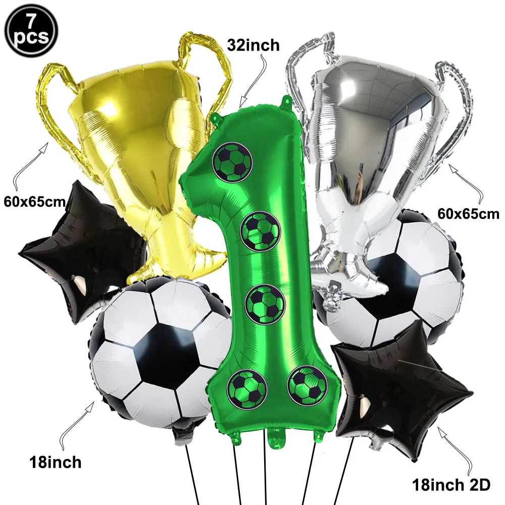 Soccer Birthday Party Balloons Sets Trophy Soccer 1-9 Number Foil Balloon Soccer Sports Birthday Theme Party Decorations Favors