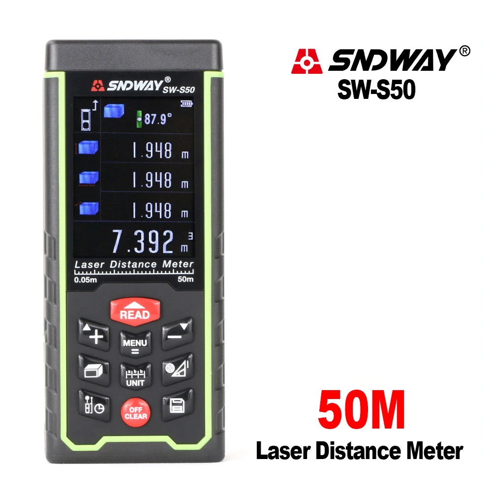 SNDWAY Laser Distance Meter Tape measure Digital Camera Function Laser Range Finder Tape Angle Tool Laser Rangefinder