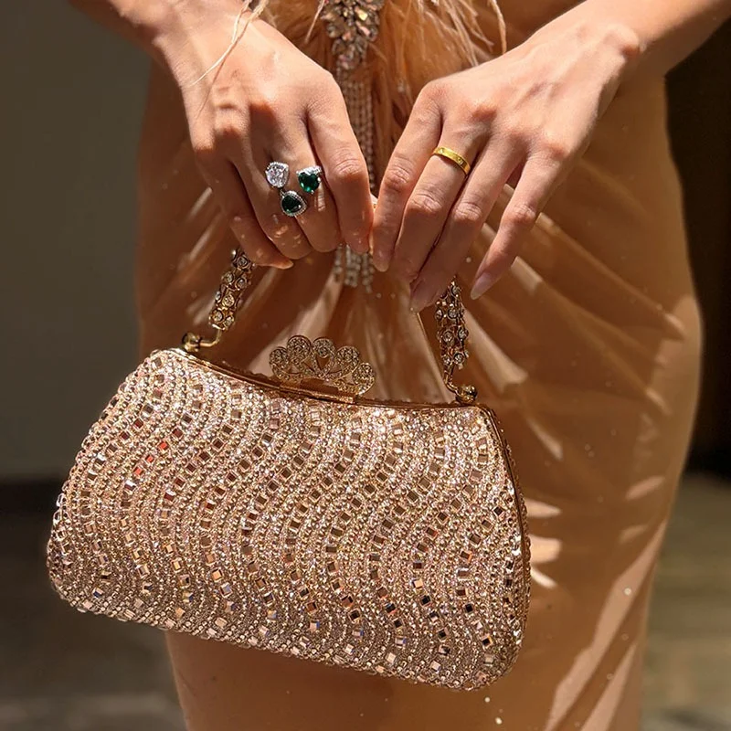 Shiny Crystal Clutch Purse Rhinestone Handmade Purses and Handbags Luxury Designer Evening Clutch Bag Purse Weding Party Bag