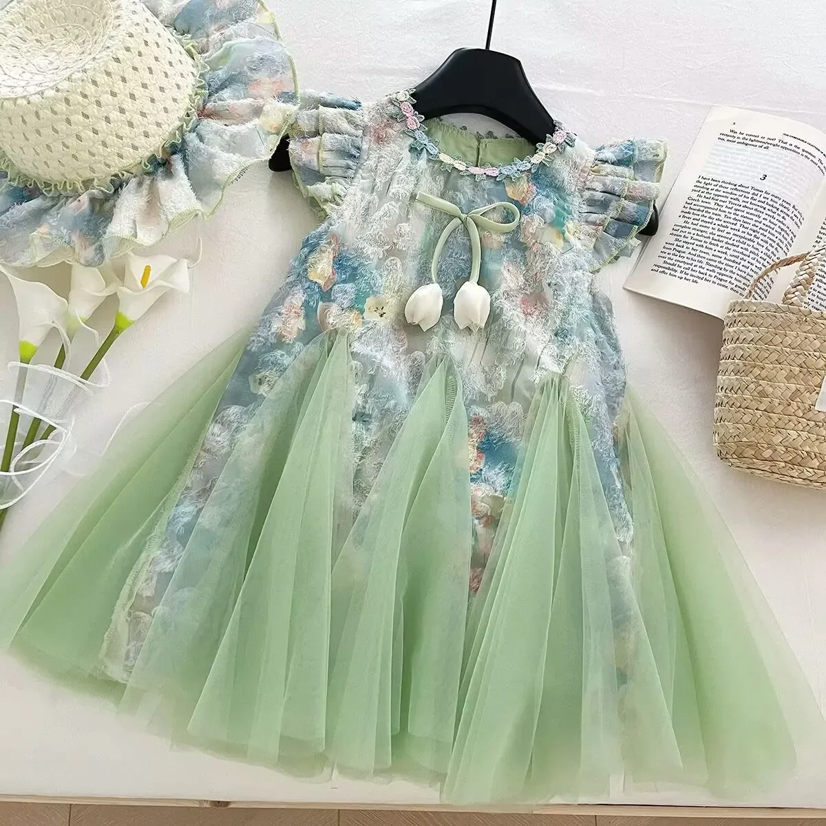 

Girls Casual Dresses Flower Mesh Sundress Summer Dresses 2 To 8 Years Kids Dresses for Girls Kids Clothes