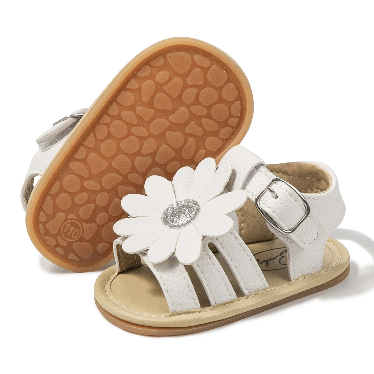 KIDSUN-Sandálias de praia de verão para bebês, sapatos recém-nascidos de flores planas, sola de borracha antiderrapante para meninos e meninas, primeira sandália caminhante