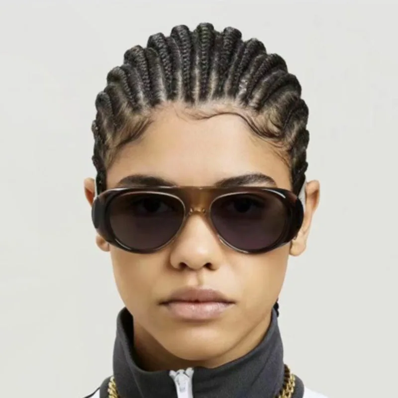 New in Luxury Brand Designer Big Frame Flat Top Sunglasses Women For Men Fashion Vintage Sun Glasses Punk Pilot Shades UV400