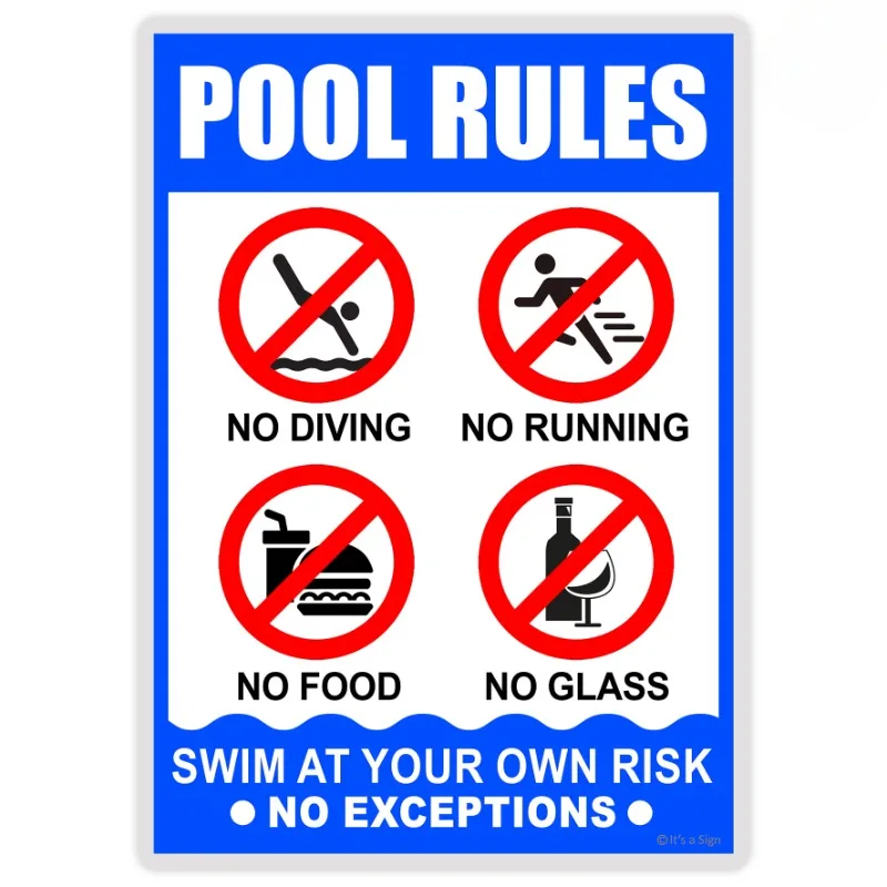 Car sticker Pool Swimming Rules  Sign  13cm PVC KK