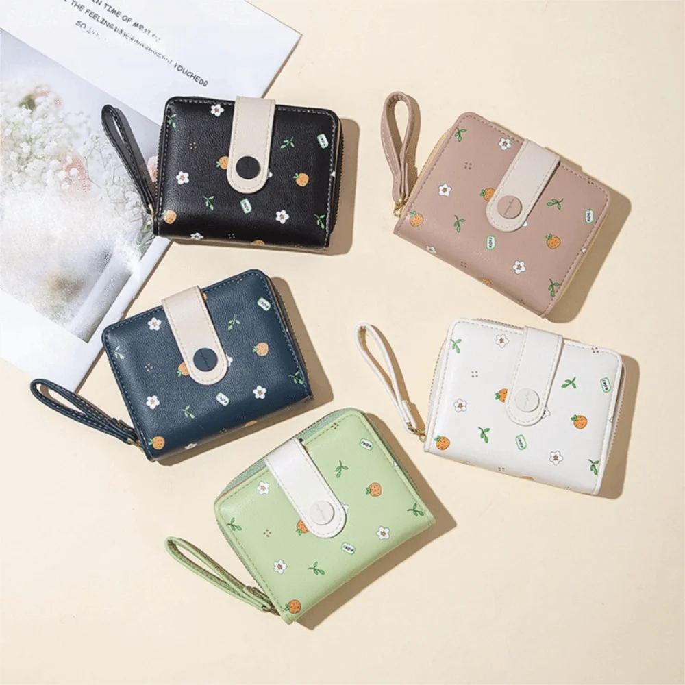 

Fashion Hasp Folding Women Wallet PU Leather Zipper Short Wallet Japanese Style Card Holder Girl