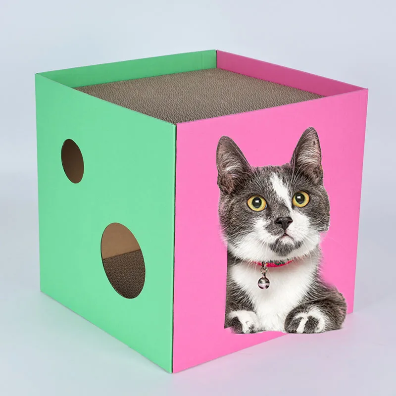 Pet cat nest wear-resistant cat scratch board anti scratch cardboard box Amazon wholesale high-density corrugated paper flow Lan