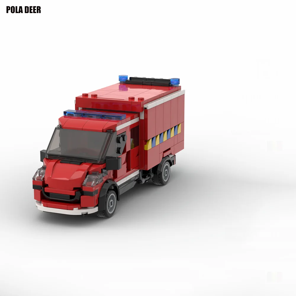 Poladeer 508 Pcs City Fire Fighting Tools Equipment Car Creative Design Assembly Building Block Model Boy Toy Holiday Gift