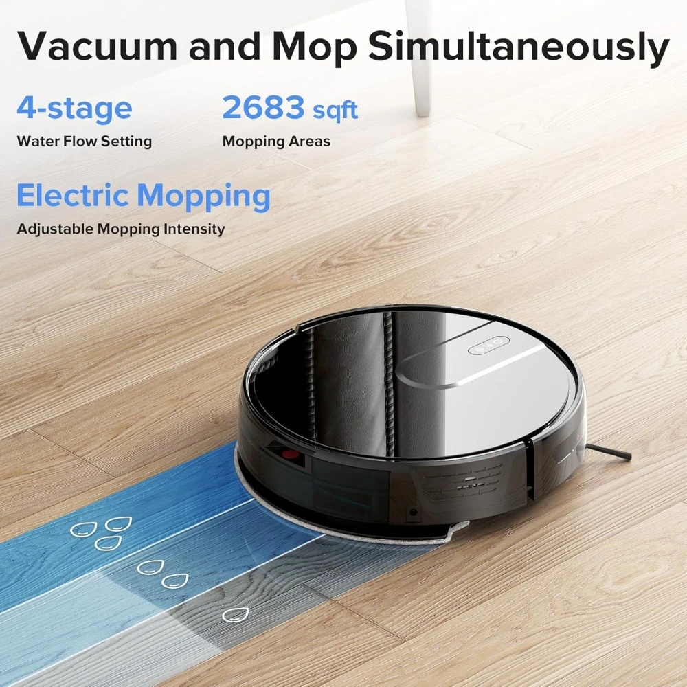 Robot Vacuum Cleaner and Mop Combo with 4000Pa Suction, Personalized Cleaning Adjustments, Self-Charging Robotic Vacuum Cleaner