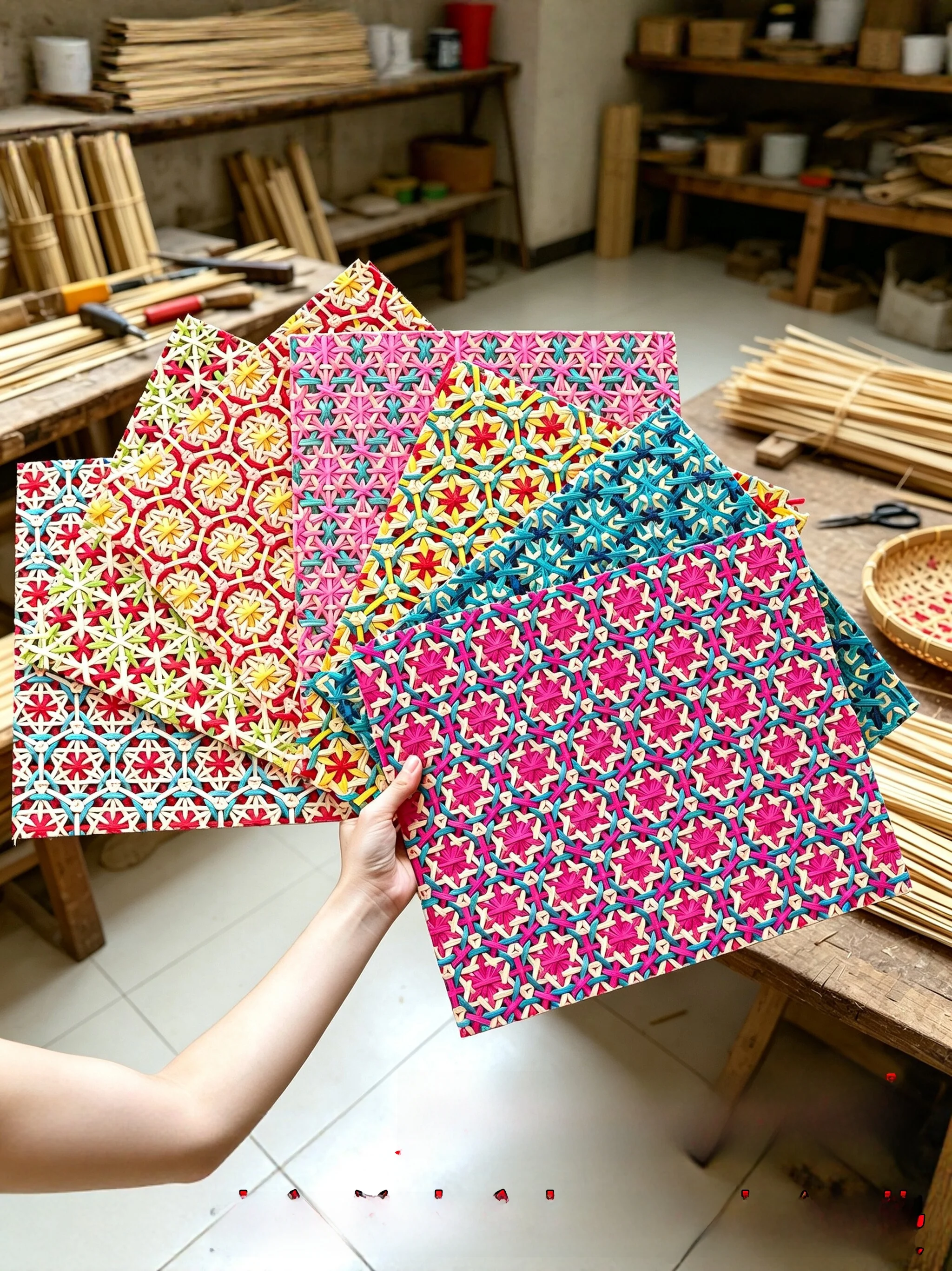 カラフルな竹編みdiy素材キット手作り工芸品伝統模様半完成品地域の民芸品