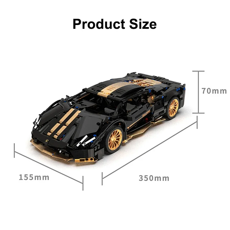 1309PCS Technical Black Gold Lambor LB780S Sports Car Building Blocks Racing Vehicle Assemble Bricks Toys Gifts For Kids Boys