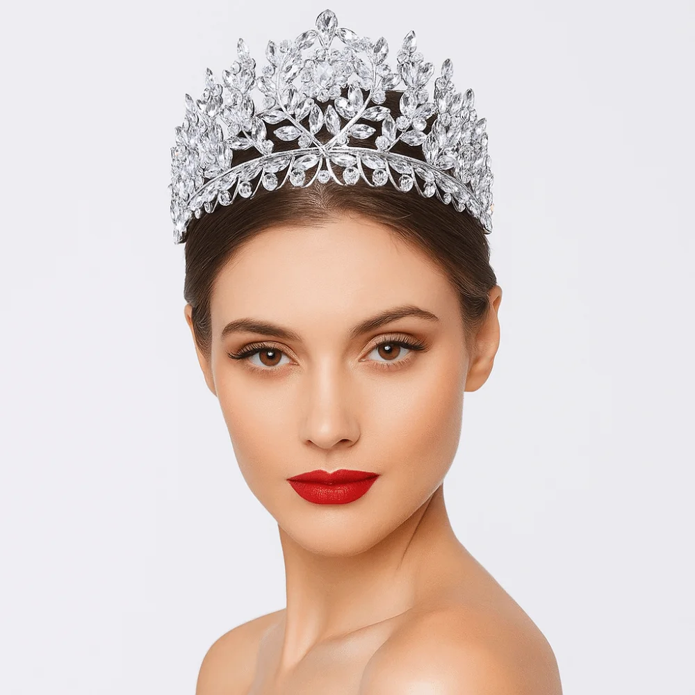 حجر الراين الباروك تماشا التيجان سبيكة كعكة زينة تيجان الزفاف الشعر مجوهرات أغطية الرأس الملكة الأميرة تيارا الزفاف #5