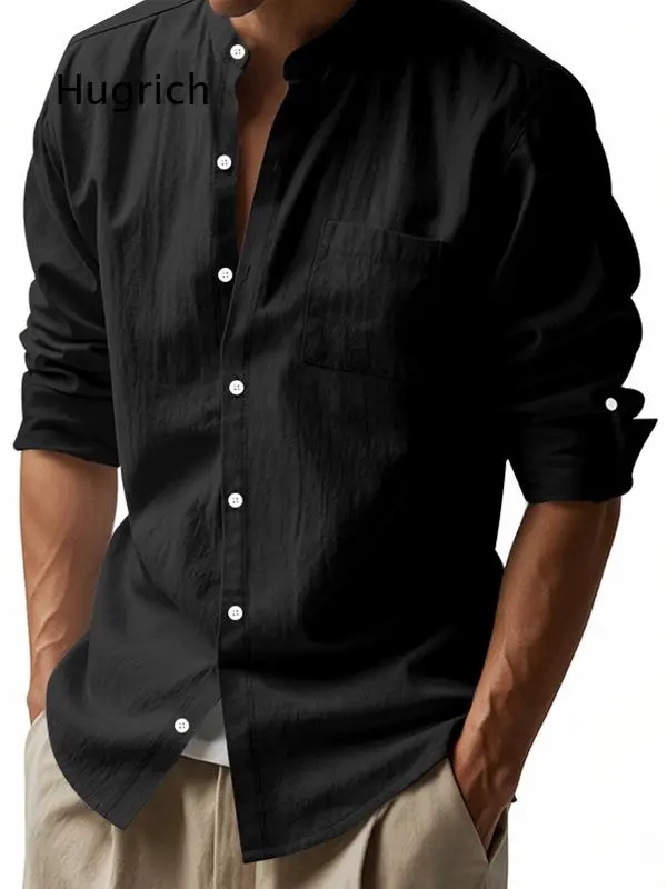 Men Summer Linen Blend Henley Shirt Breathable Quick Dry Fabric Long And Short Sleeve Option Loose Fit Casual Daily Beach Wear