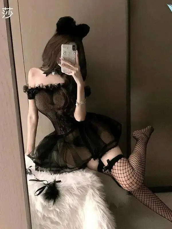 Mesh Lace Sheer Sweet Mini Dress 2025 New Lace Korean Women Dresses Strapless Mesh Dress Elegant Sexy Pure Desire Tops G68U