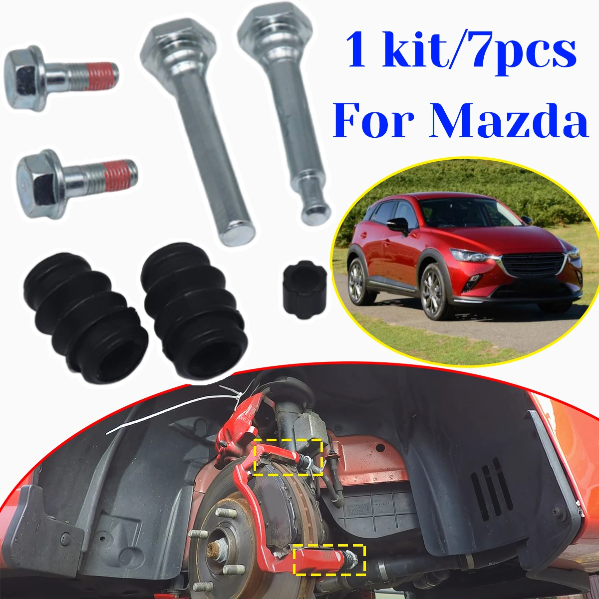 

For Mazda CX-3 2015-2024 Rear Brake Caliper Slider Guide Pins Bolt Left Right Disc Housing Rubber Bellows Sleeve Boot Seal Parts