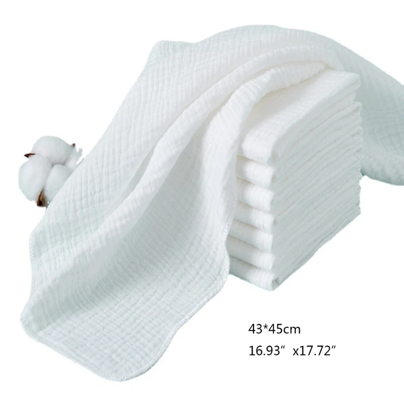 8Pcs Soft Baby Towels Baby Nappy Changing 43x45cm Reusable Double Layers Ultra-thin Breathable Baby Cotton Gauze Diapers