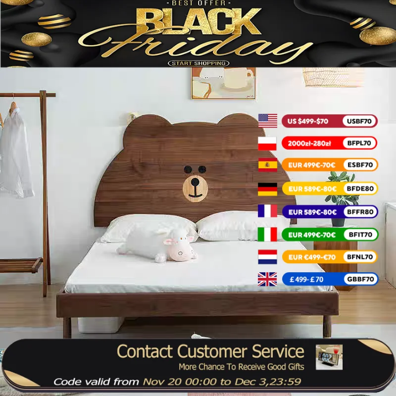 

House Europe Wooden Kids Bed Comforter Nordic Single Princess Baby Bed Toddler Modern Style Lit Pour Enfants Kids Furniture