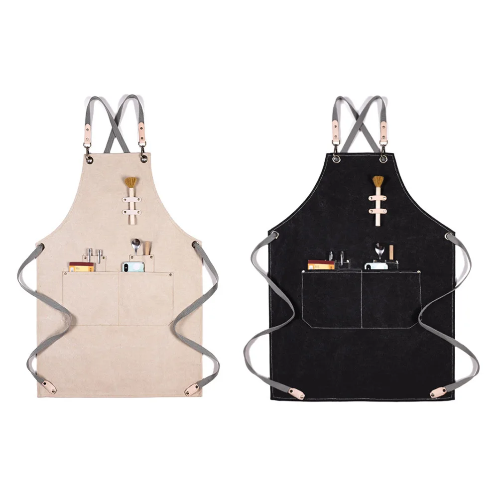 

Apron Canvas Halter Adjustable Waist Pocket Cooking Baking Garden Restaurant Cafe Bar Wedding Party Serving